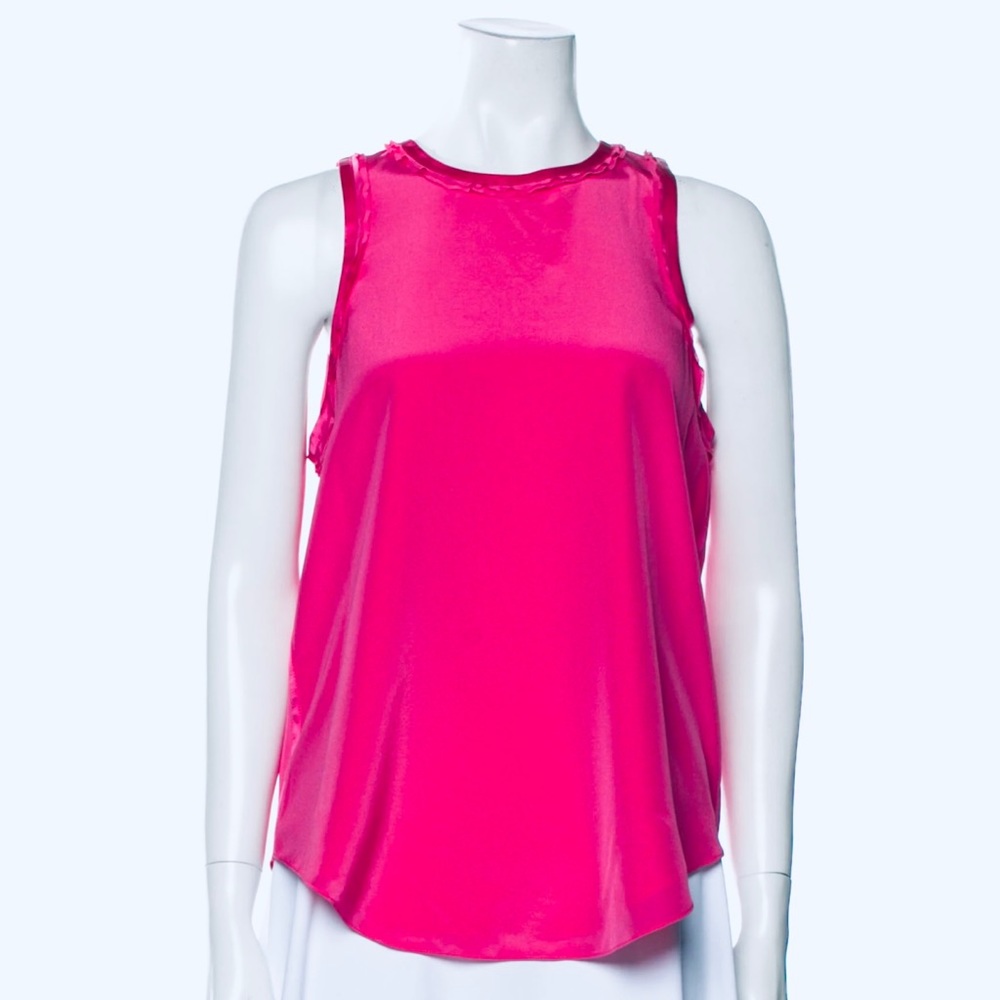 NWT - Bright Pink Sleeveless Top by Cinq a Sept - 100% Silk